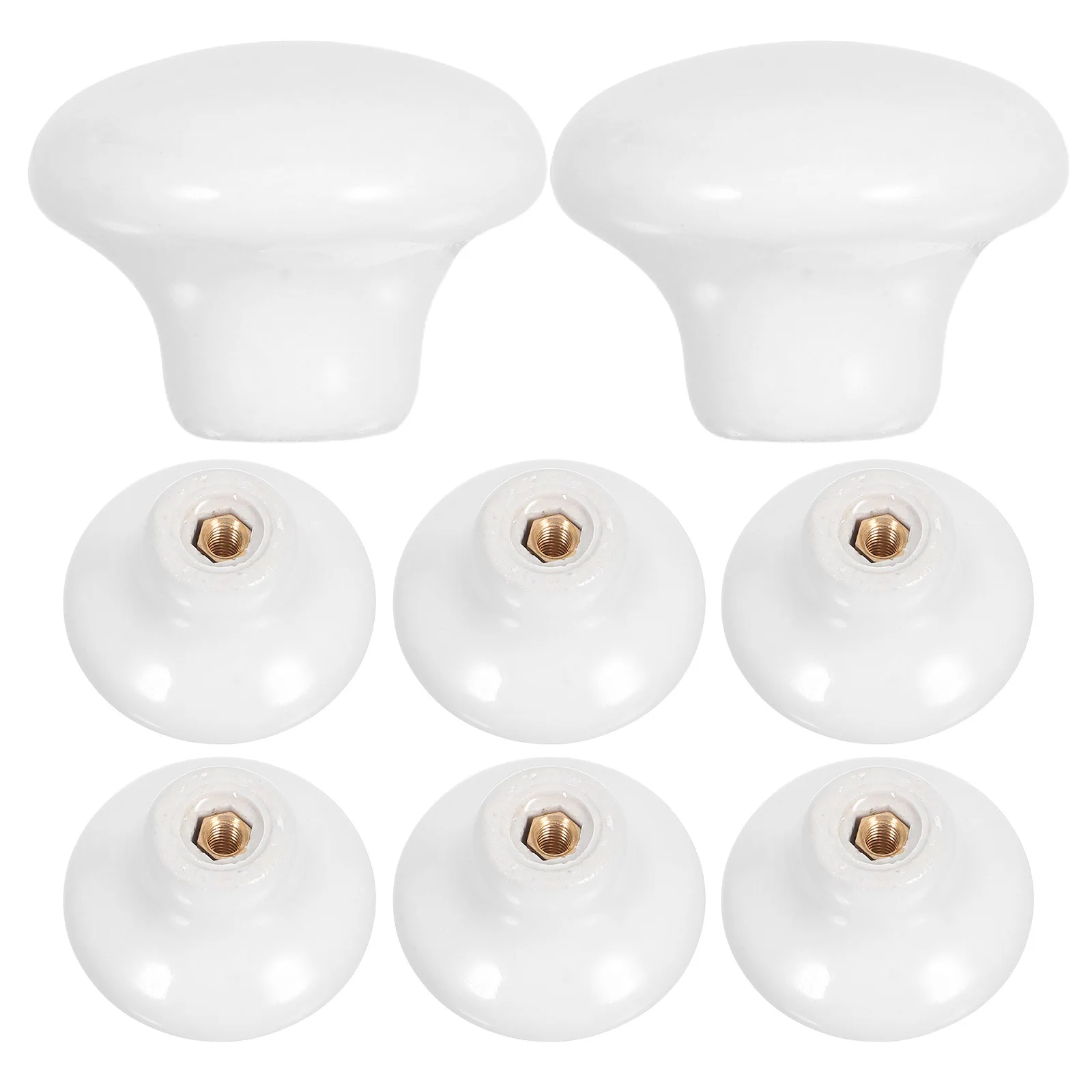 

8Pcs Ceramic Round Drawer Knobs White Porcelain Handles Smooth Pulls for Kitchen Bathroom Cabinets Modern Minimalist
