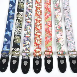 Personality Embroidered Guitar Strap Leather Electric Guitar Strap Bass Strap Unisex Acousic Guitar Belt Classical Guitar Strap