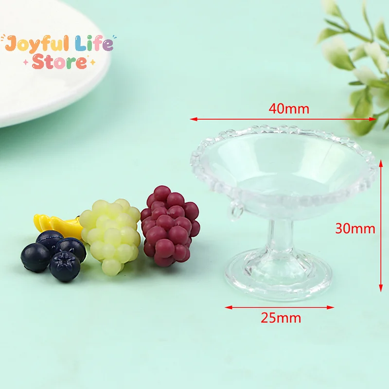 Hot Sale 1Set 1:12 Dollhouse Miniature Dessert Pan Cake Stand Fruit Tray W/Fruit Simulation Ornament Model House Decor Toy
