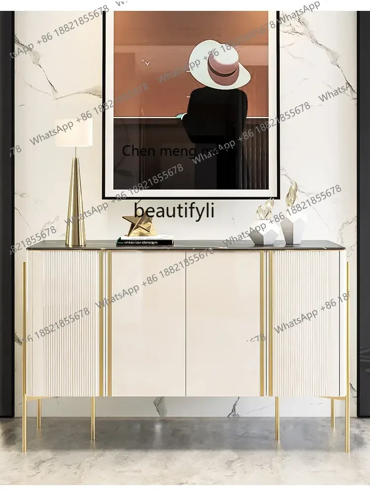 D178 Y  Stone Plate Meal Side Cabinet Light Luxury Backrest Cabinet Side Cabinet Modern Minimalist Paint Locker Entrance