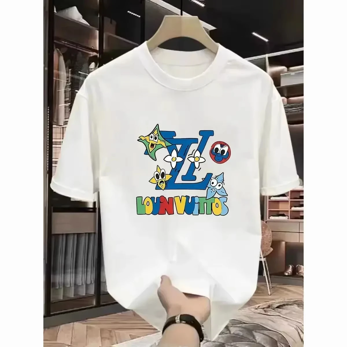 

Хлопковая футболка с коротким рукавом, унисекс, модный брендовый принт, летняя новинка, свободный крой, в американском ретро-стиле, универсальный топ с коротким рукавом