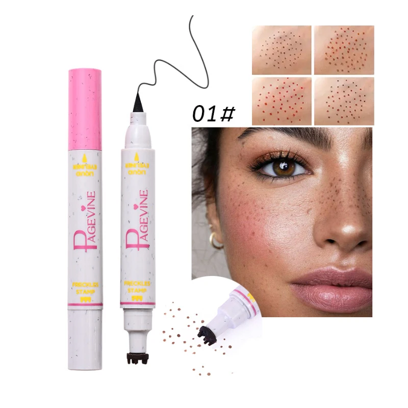 Double-Ended อายไลเนอร์ปากกา,ยาวนาน Freckle ปากกาอายไลเนอร์ปากกาเคล็ดลับแสตมป์, eye Liner ดินสอ Fast Drying Eye แต่งหน้า