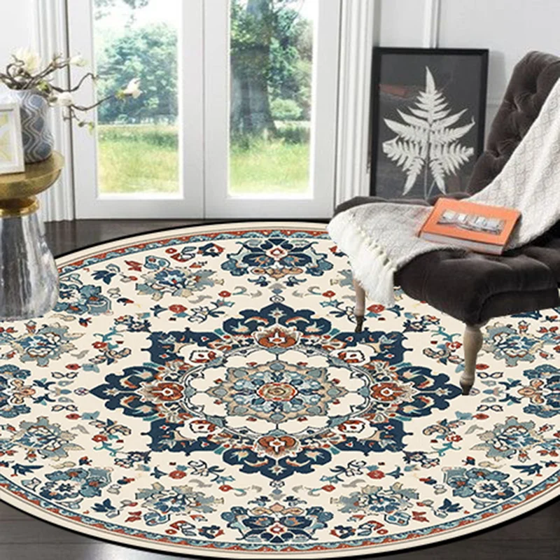 American Retro Round Lving Room Carpet Large Bedroom Decor Sofa Mat Non-slip Cloakroom Lounge Rug Washable Hanging Chair Rug