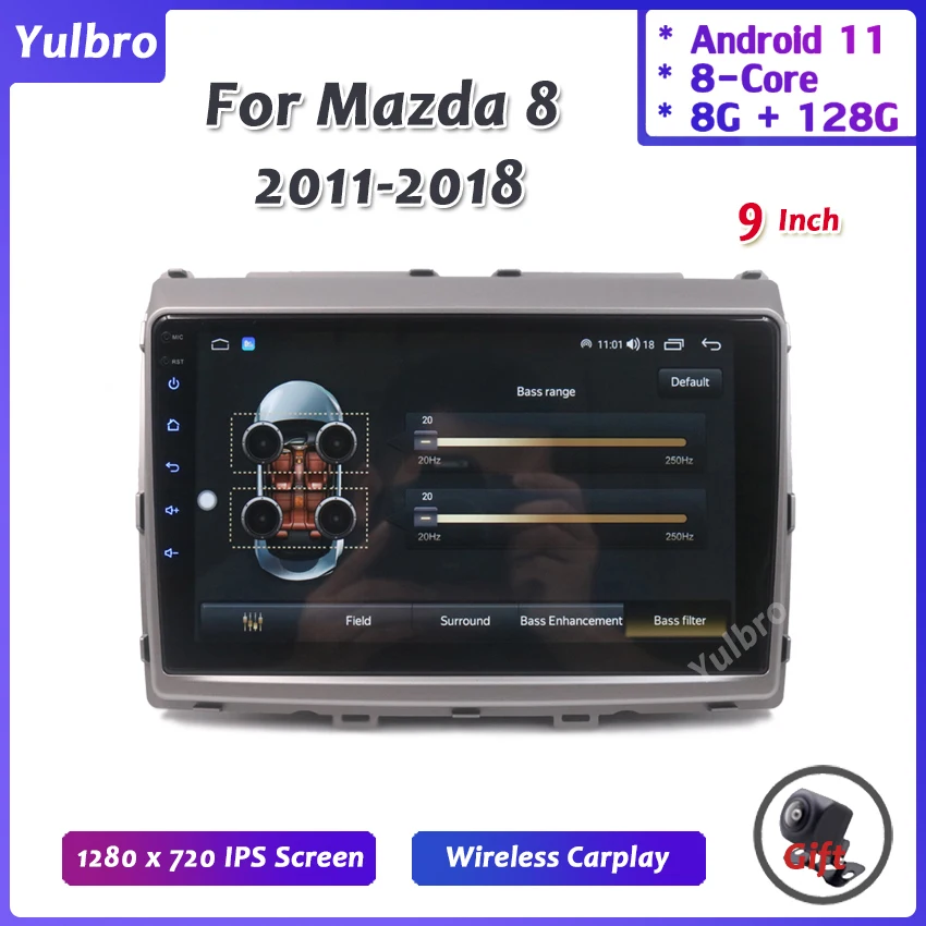 For Mazda 8 2011-2018 Android Auto Carplay Car Multimedia Player Radio Tuner Players GPS Bluetooth DSP Stereo Navigation 9 Inch