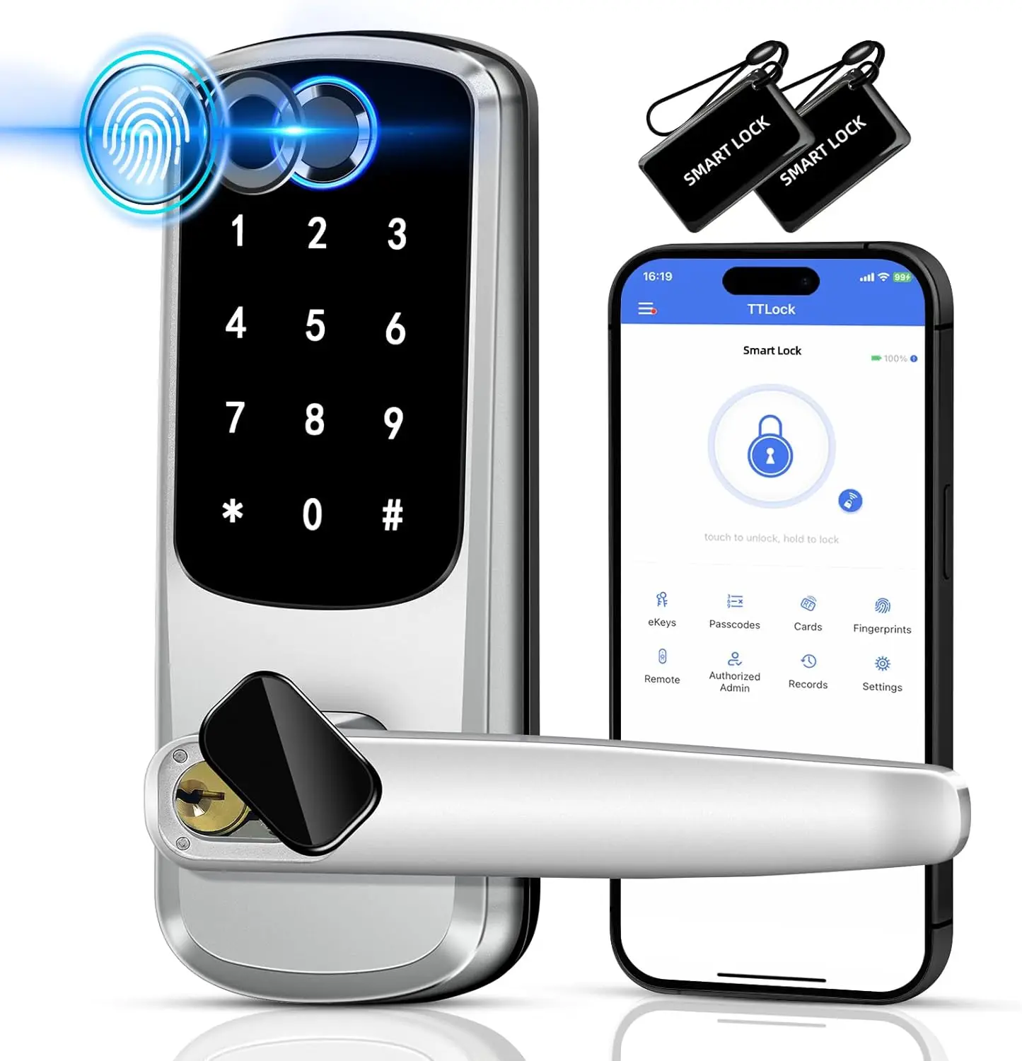 fingerprint door lock Smart Fingerprint Bluetooth IC Card Password APP Security Door Lock with Mechanical Key smart lock