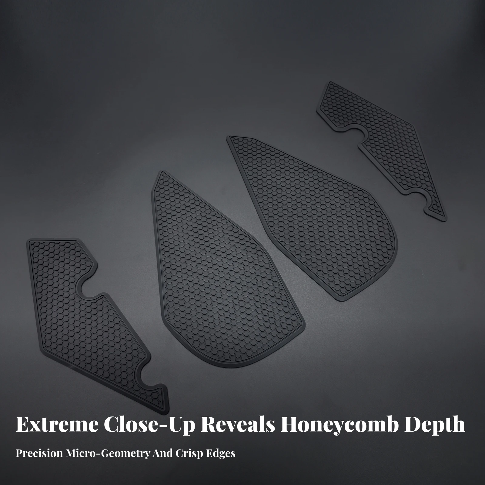 4 Pieces Fuel Tank Side Traction Pad Self-Adhesive Motorcycle Tank Pad with Honeycomb Texture Sticker Slim Thick