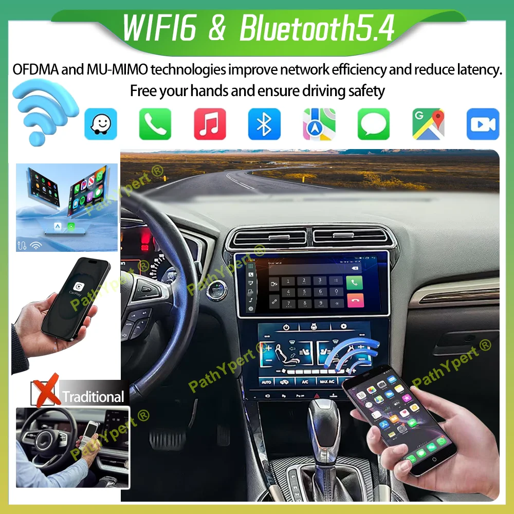 

10.33"+9" AC Screen Dashboard Android 15 For Ford Mondeo Fusion 2013-2018 Car Radio Carplay Multimedia Player BT GPS Navigation