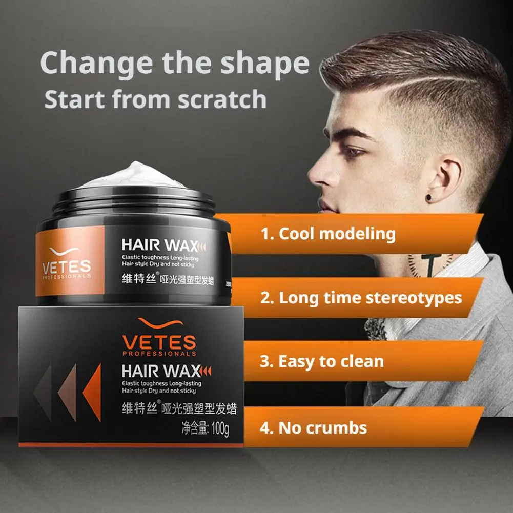 

men's styling hair wax, hair mud, fragrant and long-lasting natural matte natural hair shape, wax fluffy Q7E8