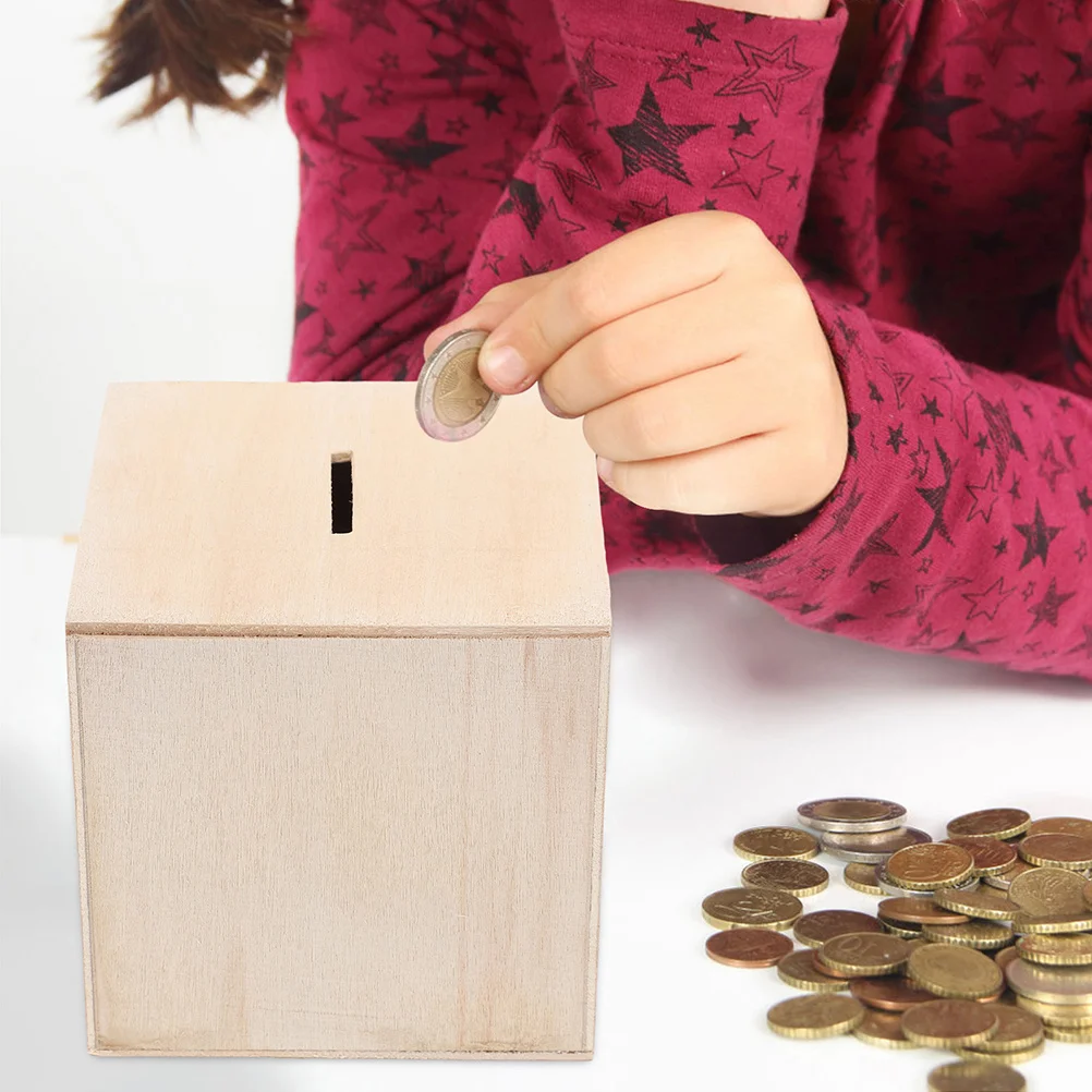 6 stuks houten spaarpotten onvoltooide doe-het-zelf ambacht voor kinderen geldbesparende doos creatief schilderproject kinderen muntbank