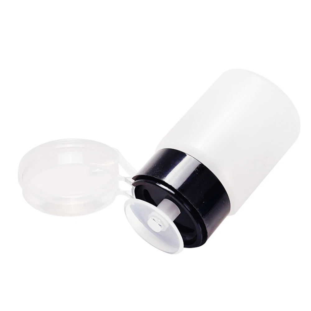60/200ML Clear Pump Dispenser Bottle With Plastic Flip Cover Nail Polish Remover Push Down Dispenser Bottle Refillable Container