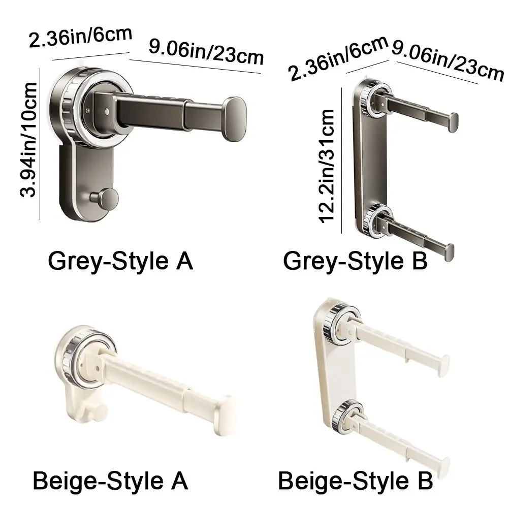 Punch-free Suction Cup Clothes Hanger Wall Mounted Foldable Clothes Drying Rack Plastic Expandable Balcony Hanging Rack