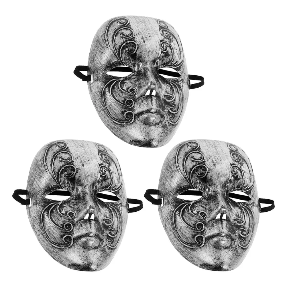 

3Pcs Venetian Masquerade Mask Vintage Full Face Costume Party Halloween Retro Carnival Accessories Full Masquerade Mask