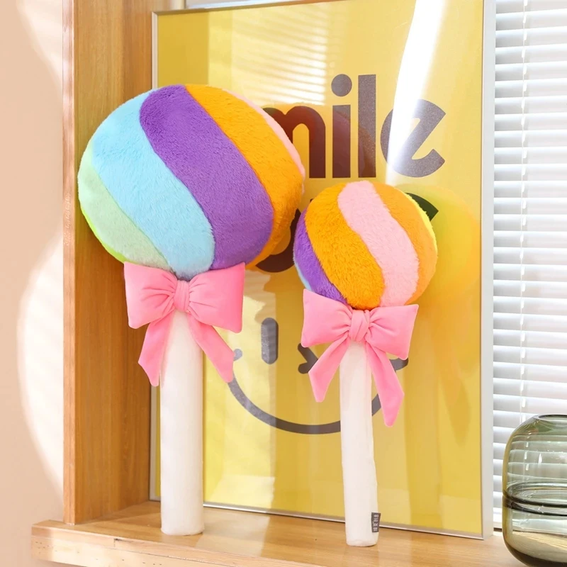 

Cute Creative Candy Doll Soft Stuffed Cartoon Lollipop Plush Toy Colorful Sweet Girls Bedroom Sofa Pillow Cushion Birthday Gift
