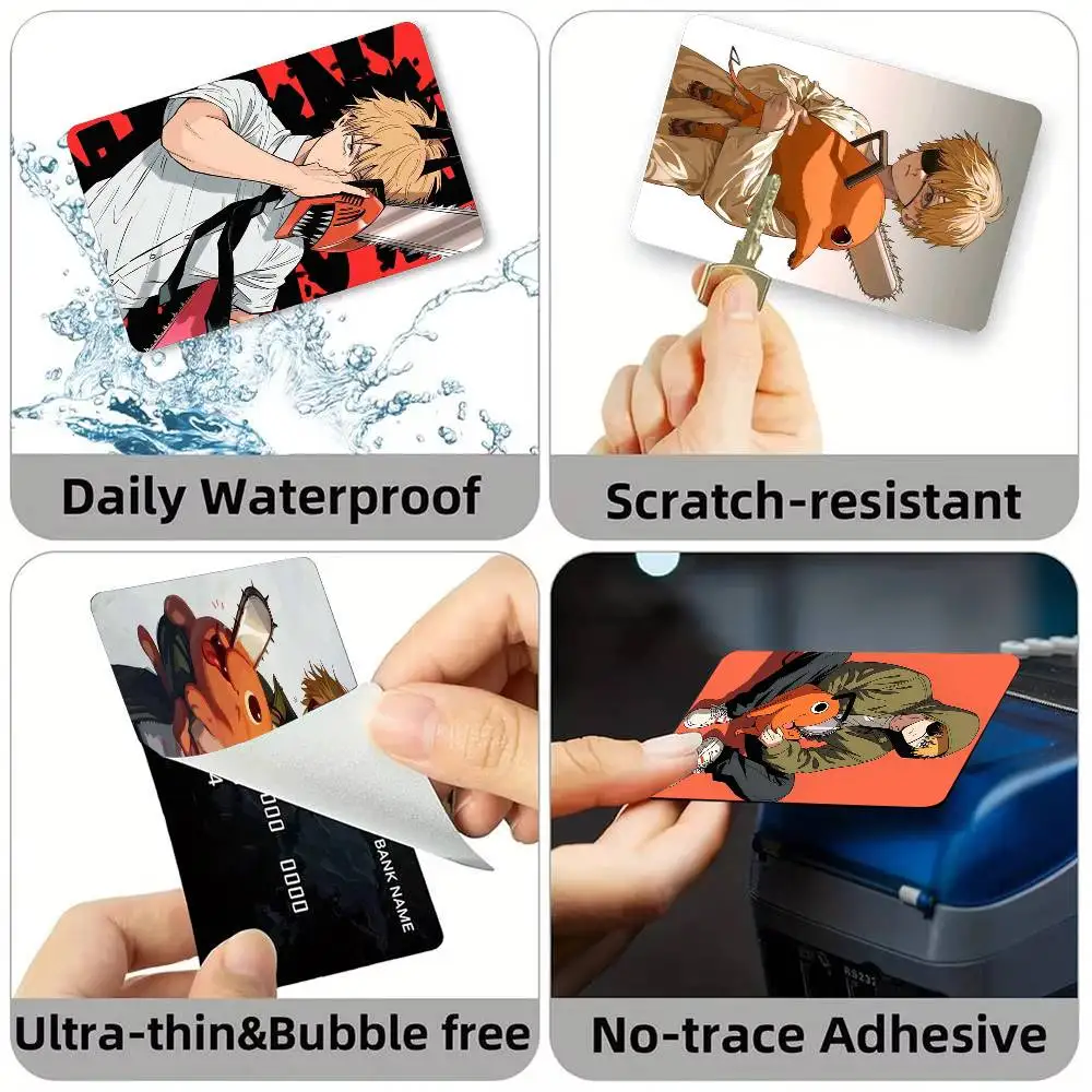 C-Chainsaw Man Denji Credit Card HD Stickers Small Chip Waterproof Sticker Game Card Decal Gift