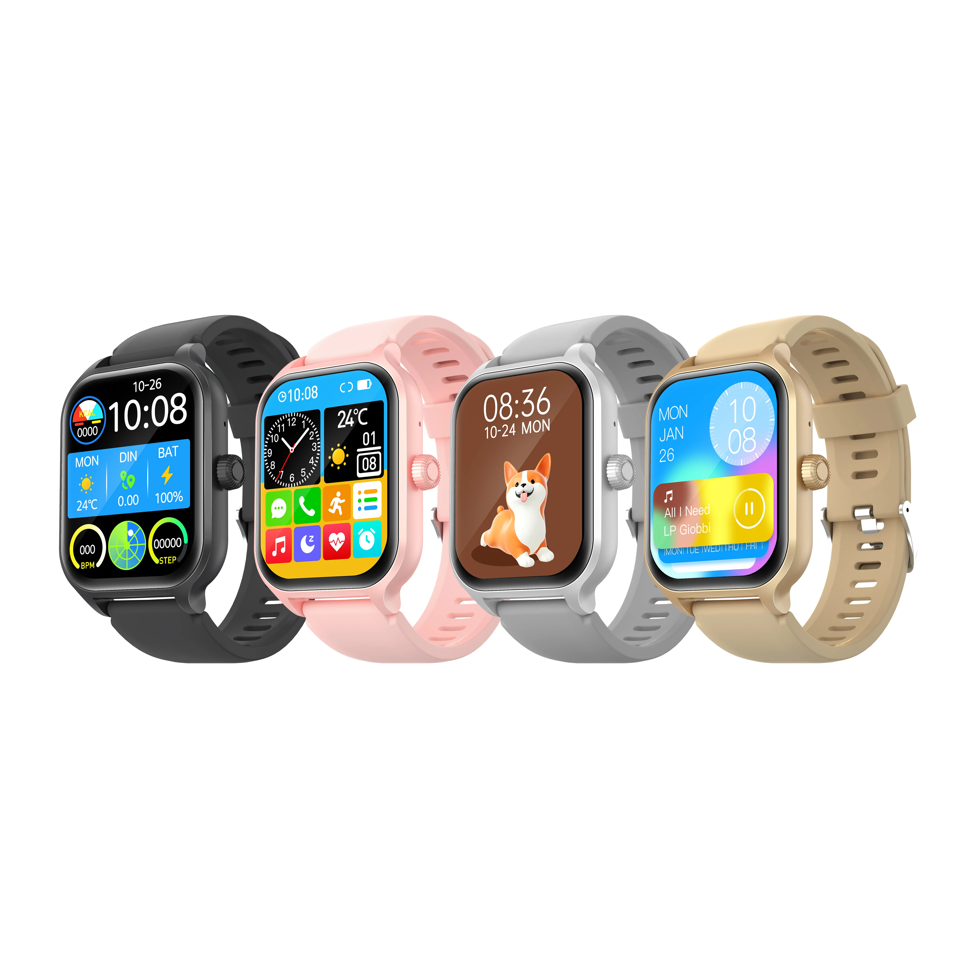 Smart Watch voor heren Dames Bluetooth-oproep Muziek afspelen Hartslag Bloeddrukmeter Outdoor-activiteiten Tracker