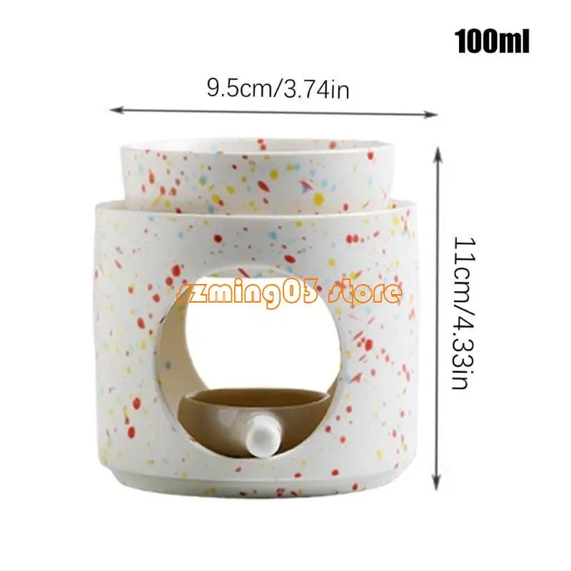 H9EC Titik Berwarna -warni Keramik Aromas Diffuser Burners Dengan Tealight Holder Spoon dan Bowl yang Dapat Dilepas untuk wangi