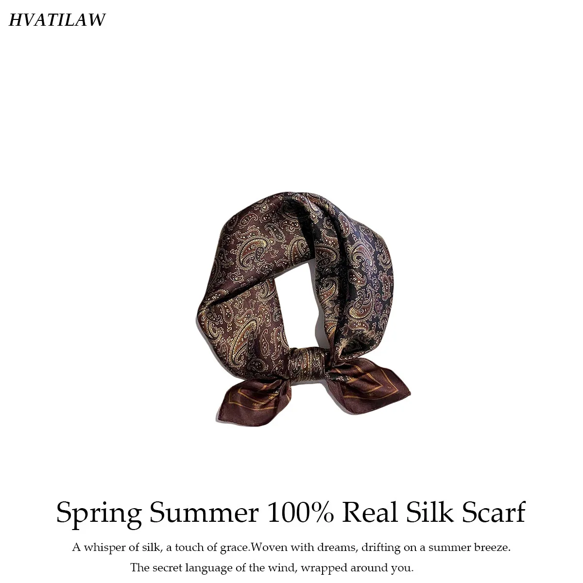 

New Paisley Print Scarves 100% Natural Silk Scarf Women Neck Hair Foulard 53cm Square Hijab Wrap Kerchief Elegant Headband Shawl