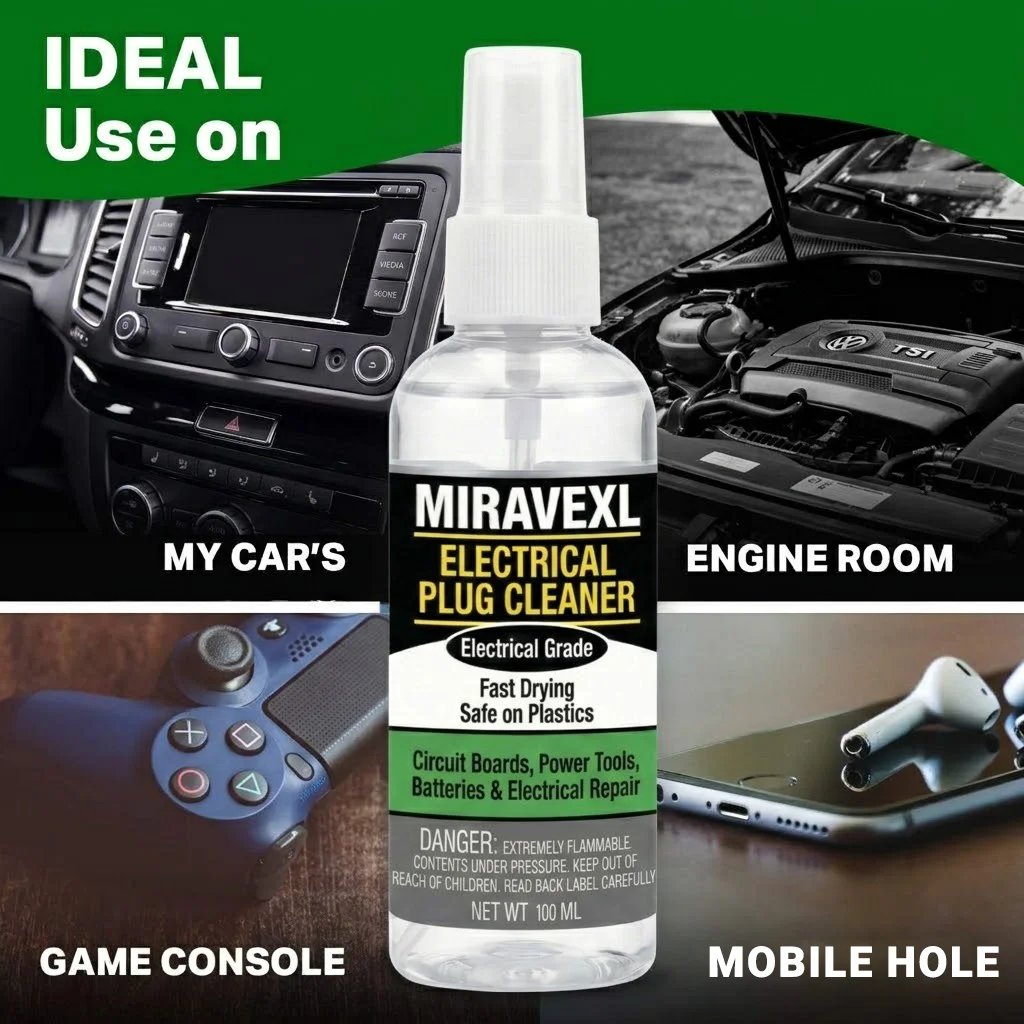 MIRAVEXL 100ml Electrical Contact Cleaner Spray Fast-Drying Degreaser for Automotive Plugs & Circuit Board