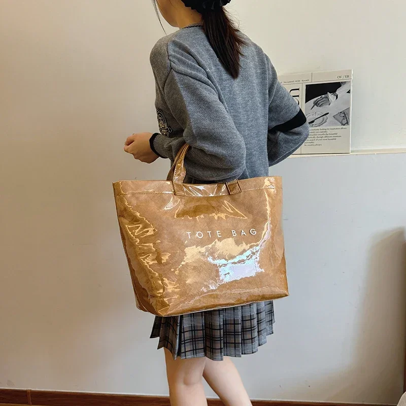 Glistening Bark Texture Fashion PU Handbag Large Capacity Sewing Casual Tote 2024 Hot Sale Bags for Women Bolsas Femininas