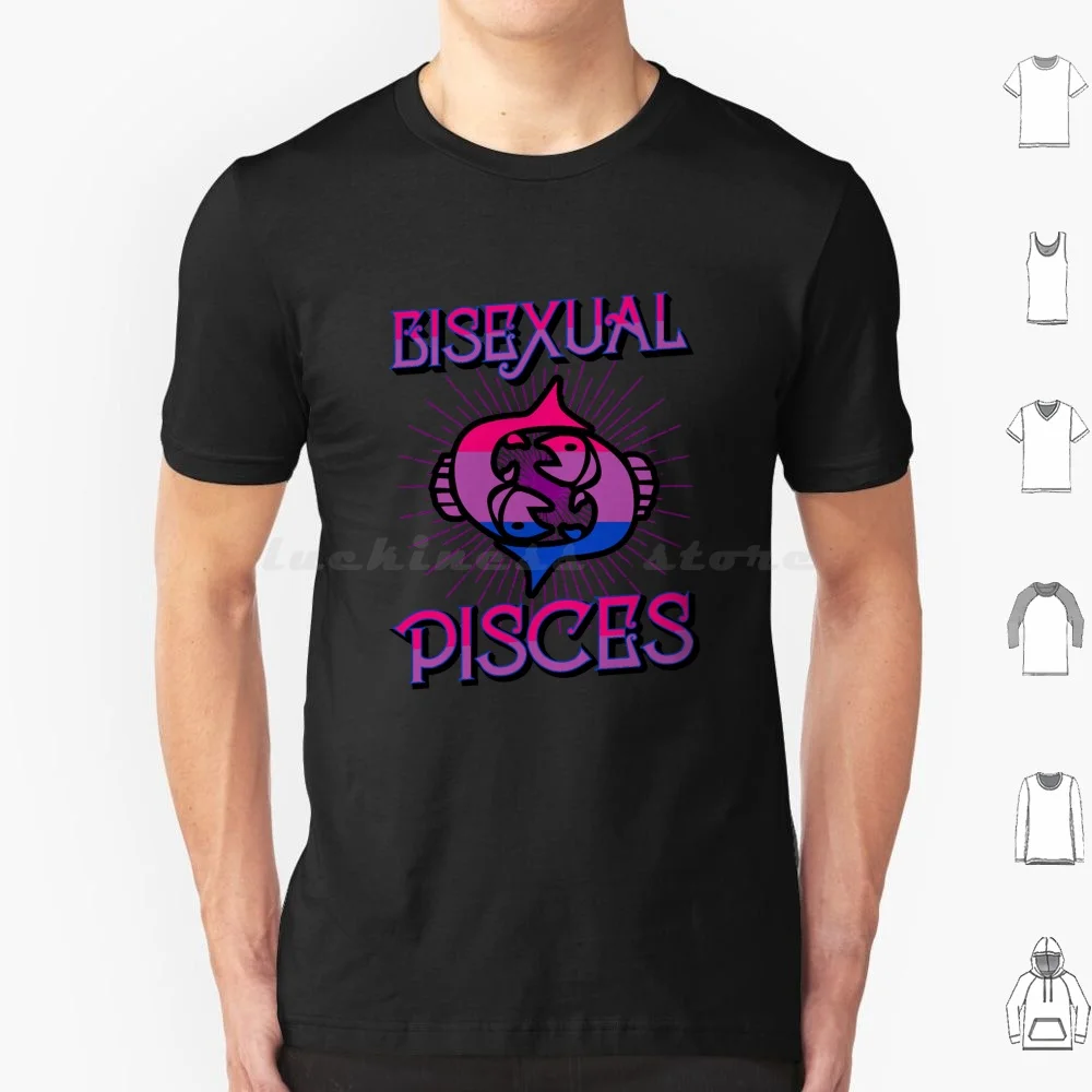 Bisexual Pisces Zodiac Sign Birthday Party Horoscope T Shirt 6xl Cotton Cool Tee Bisexual Pride Bi Queer Rainbow Bio Sexual