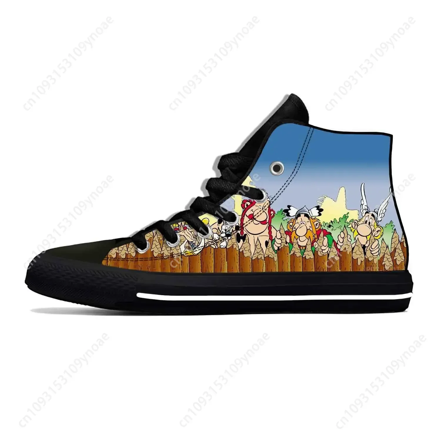 

Hot Anime Cartoon Manga Asterix Obelix Adventures Casual Shoes High Top Lightweight Board Shoes Breathable Men Women Sneakers