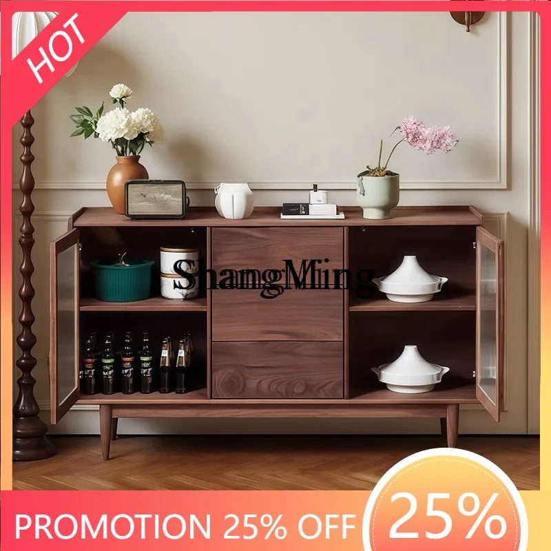 FG good-looking  Vintage Wabi-Sabi Style Solid Wood Sideboard Living Room Wall-Mounted Integrated Storage Tea Water Cabinet