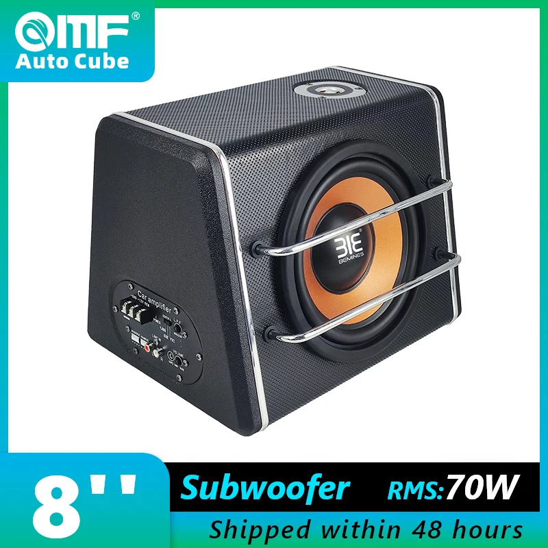 Auto Cube 8inch Active Subwoofer Car Audiao T8 12V70W Tweeter Speaker Build in Full Range Power Amplifier with Cable Kit