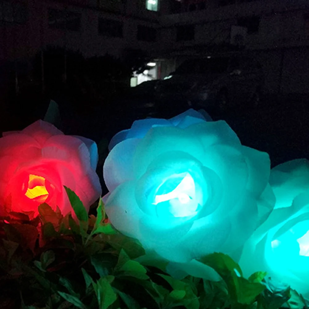 

1PC Solar Powered LED Light Colorful Roses Lights Outdoor Flower Lamp Landscape Decorative Light for Garden Patio Lawn White
