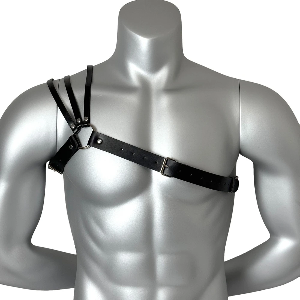 Fashion PU Leather Chest Harness Belt Men Multiple Shoulder Straps Fetish Gay Erotic Body Bondage for Bar Nightclub Clothing