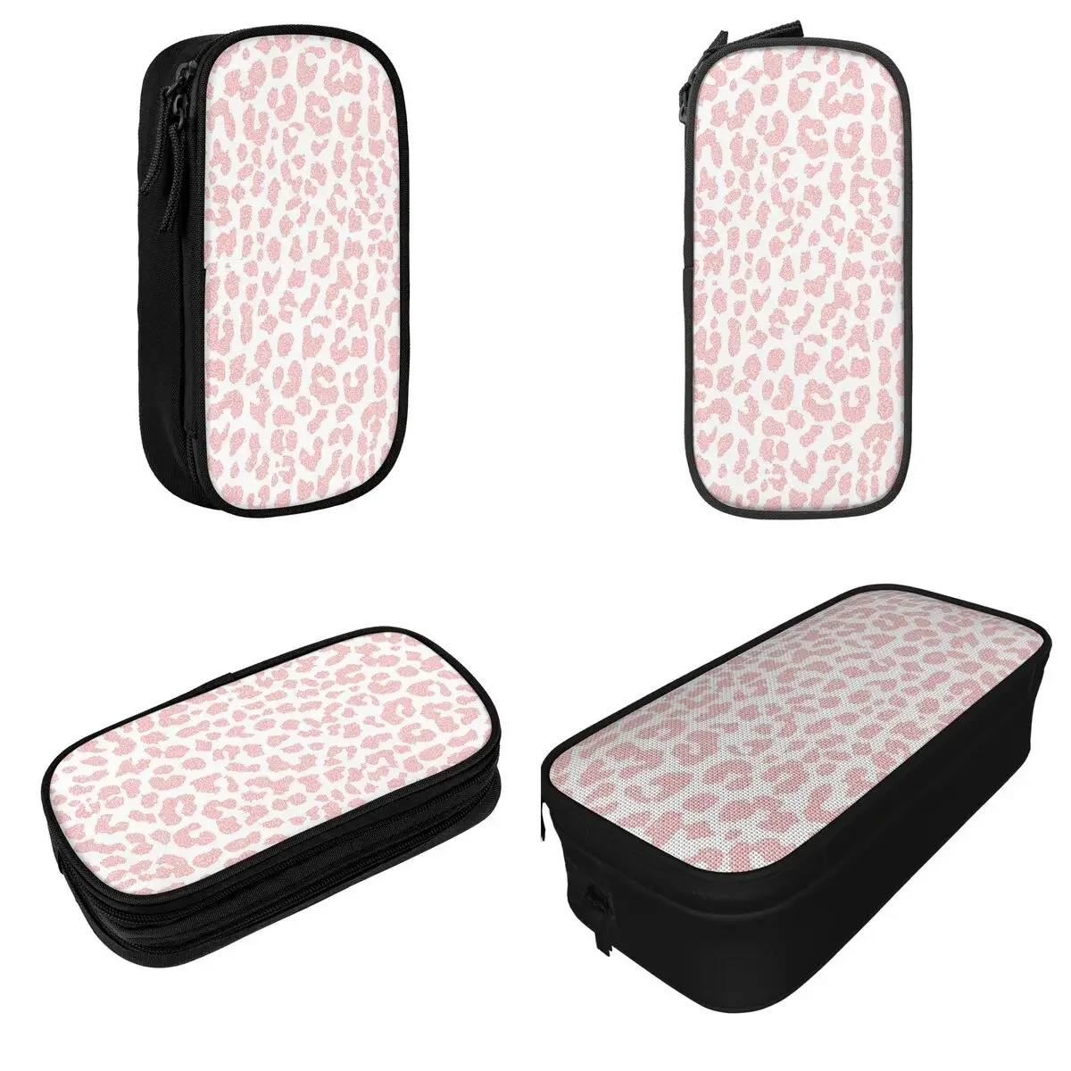 Pale Coral Leopard Pencil Case Pink Aesthetic Abstract Geo Modern Pencilcases Pen Box Pencil Bags School Supplies Stationery