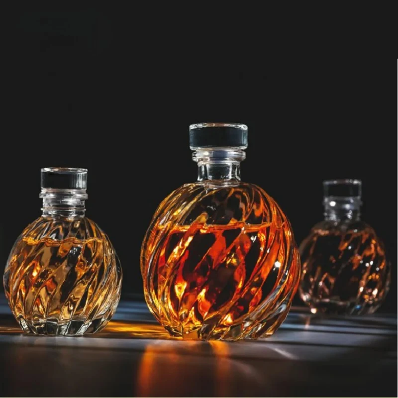 100-250ml mini garrafa de vinho pequena em forma de diamante com listras de cortiça uísque brandy vodka shochu frasco de vinho de frutas decantador
