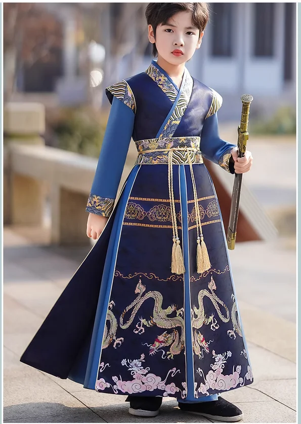 

Children's Hanfu Spring and Autumn Style Young Master Ancient Style Flying Fish Clothing