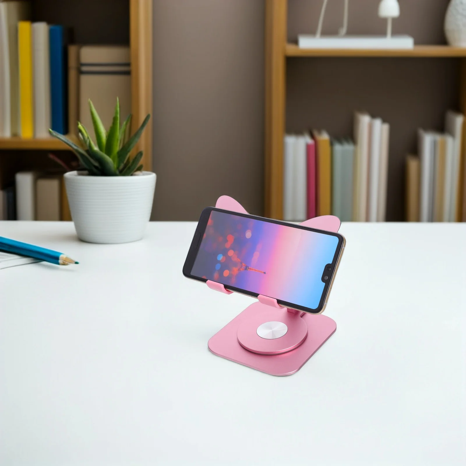 

Foldable Phone Stand Adjustable Height Angle Portable Rotating Cellphone Holder Desk Mobile Support for Watching Movies Video