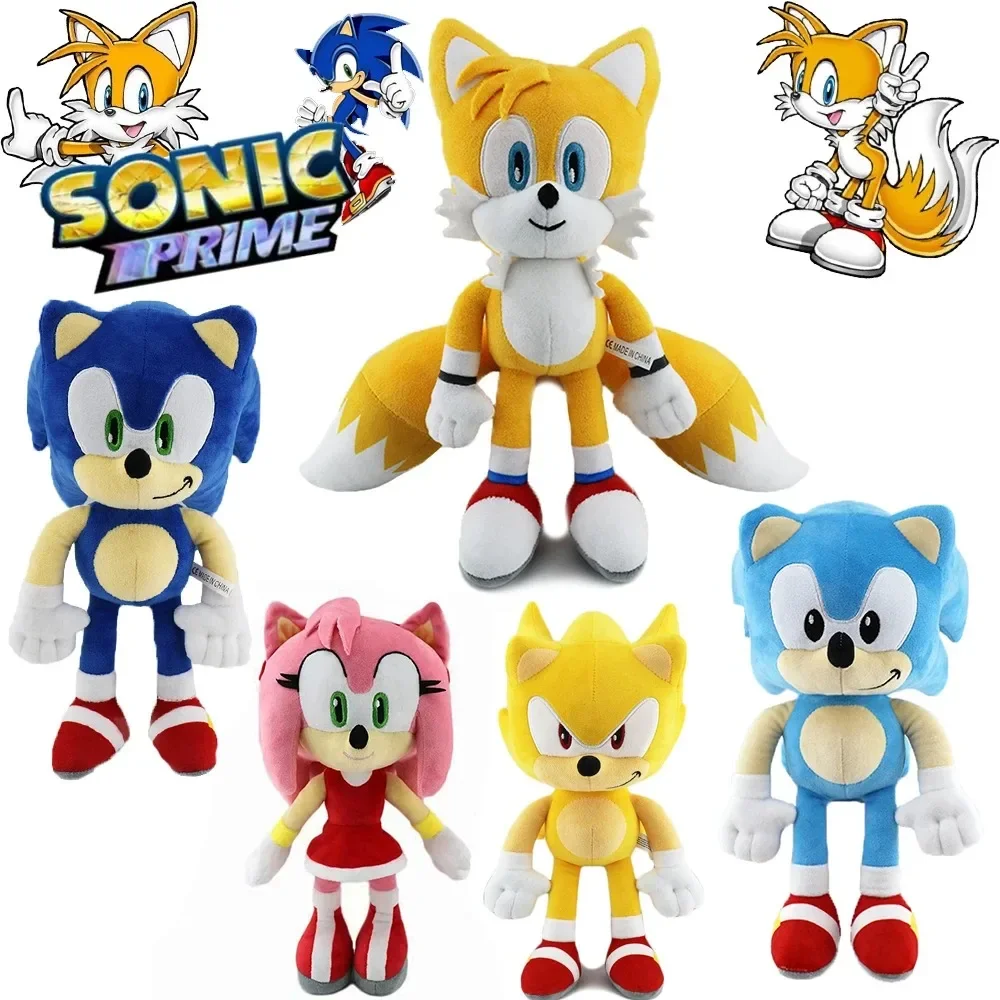 30cm High Quality Sonic Plush Toy Knuckles Tails Amy Rose Plush Doll Cute Soft Stuffed Plush Doll Birthday Gift for Children