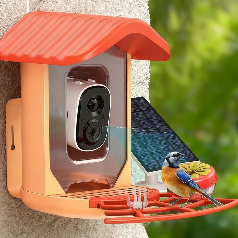 Mangeoire intelligente AI mangeoire pour petits oiseaux en plein air caméra visuelle mangeoire à oiseaux à charge automatique solaire