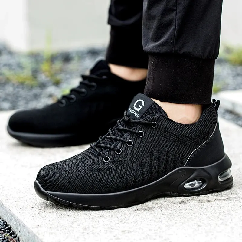 Scarpe antinfortunistiche da lavoro con cuscino d\'aria per uomo donna Sneakers da lavoro traspiranti scarpe con punta in acciaio scarpe protettive