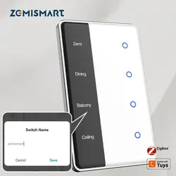Zigbee DIY Name Switch with Display Screen Touch Panel US Light Switch Works with Tuya Smart App Home Assistant Homey Control