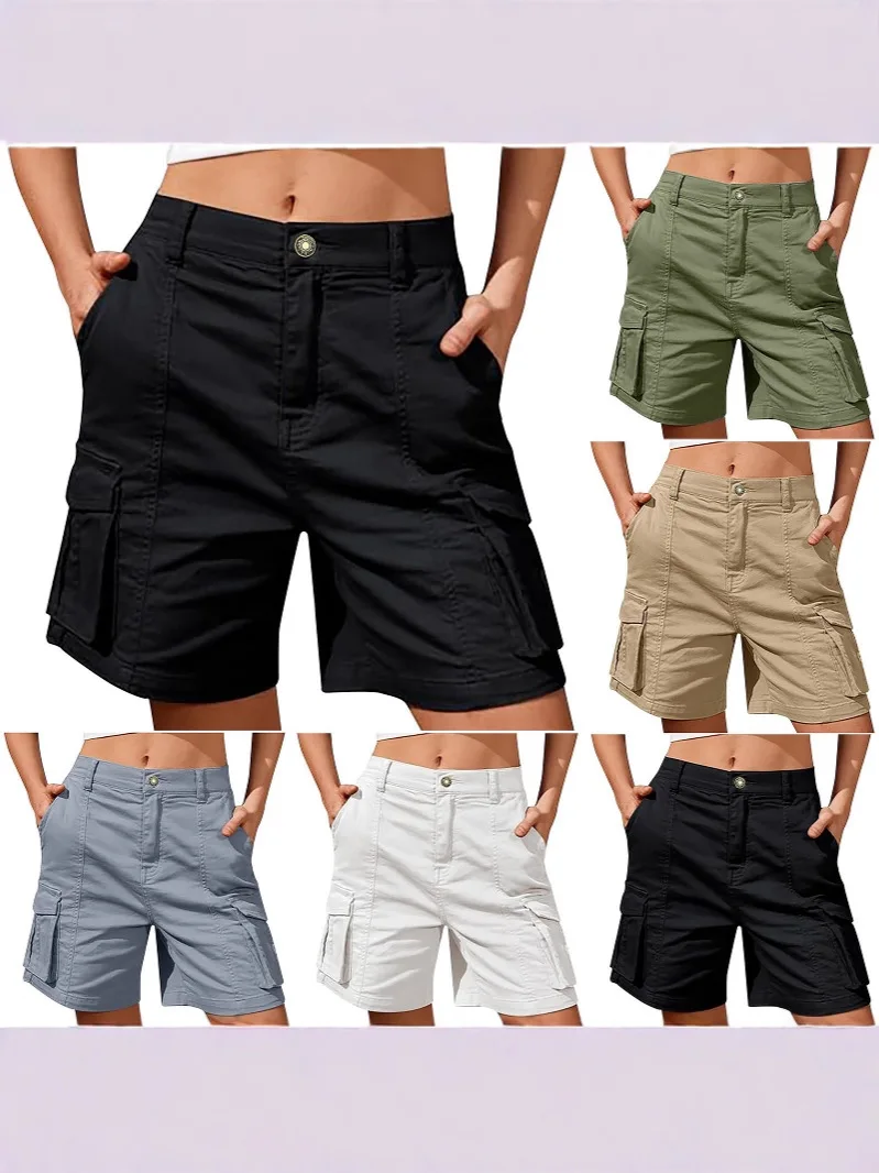 

Дышащие легкие шорты свободного кроя с множеством карманов, регулируемые спортивные шорты с высокой талией, городские тактические шорты с множеством карманов