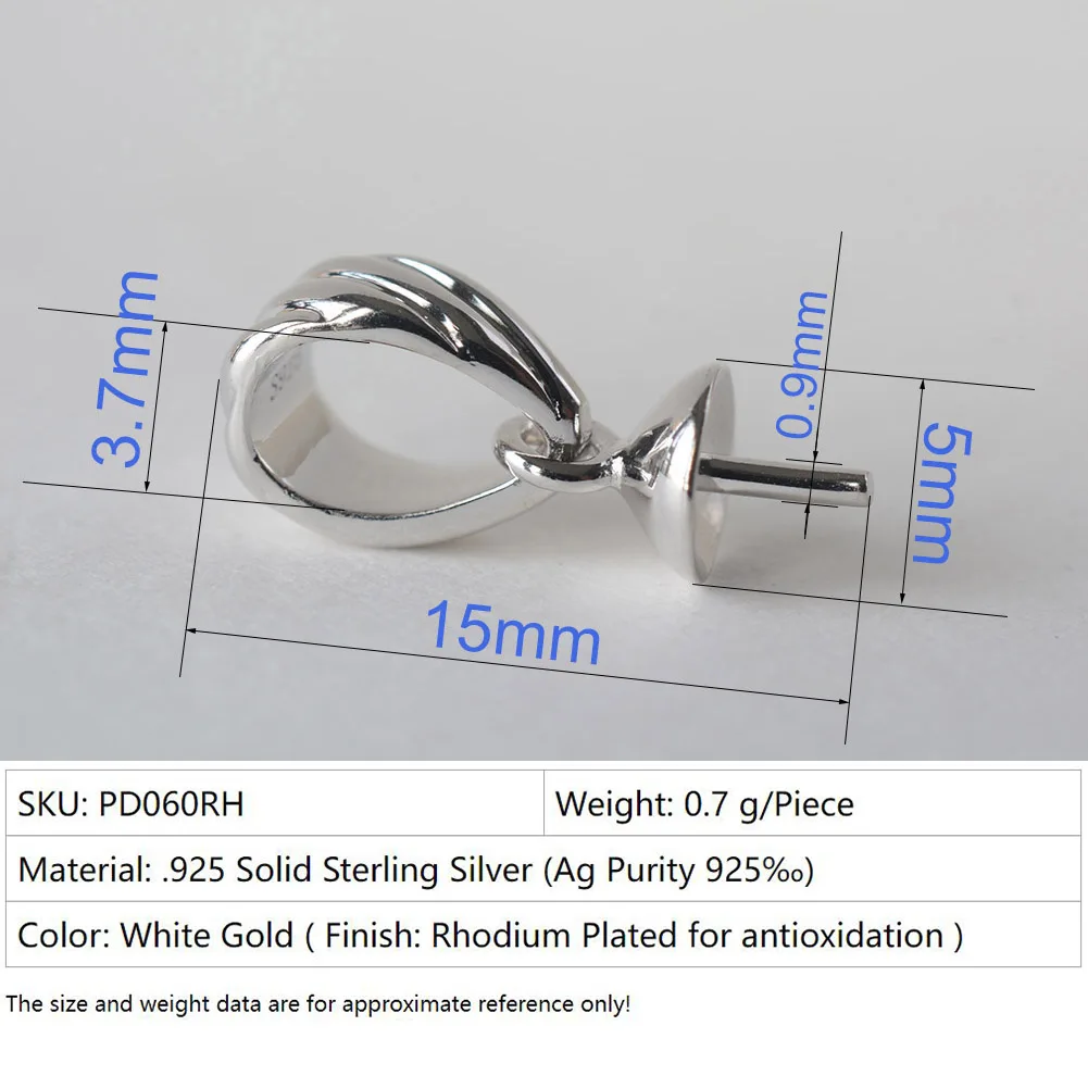 الصلبة 925 فضة الكفالة قلادة المشبك موصل ، قرصة الكفالة مع كوب شماعة للقلادة و قلادة مجوهرات ، 1 قطعة