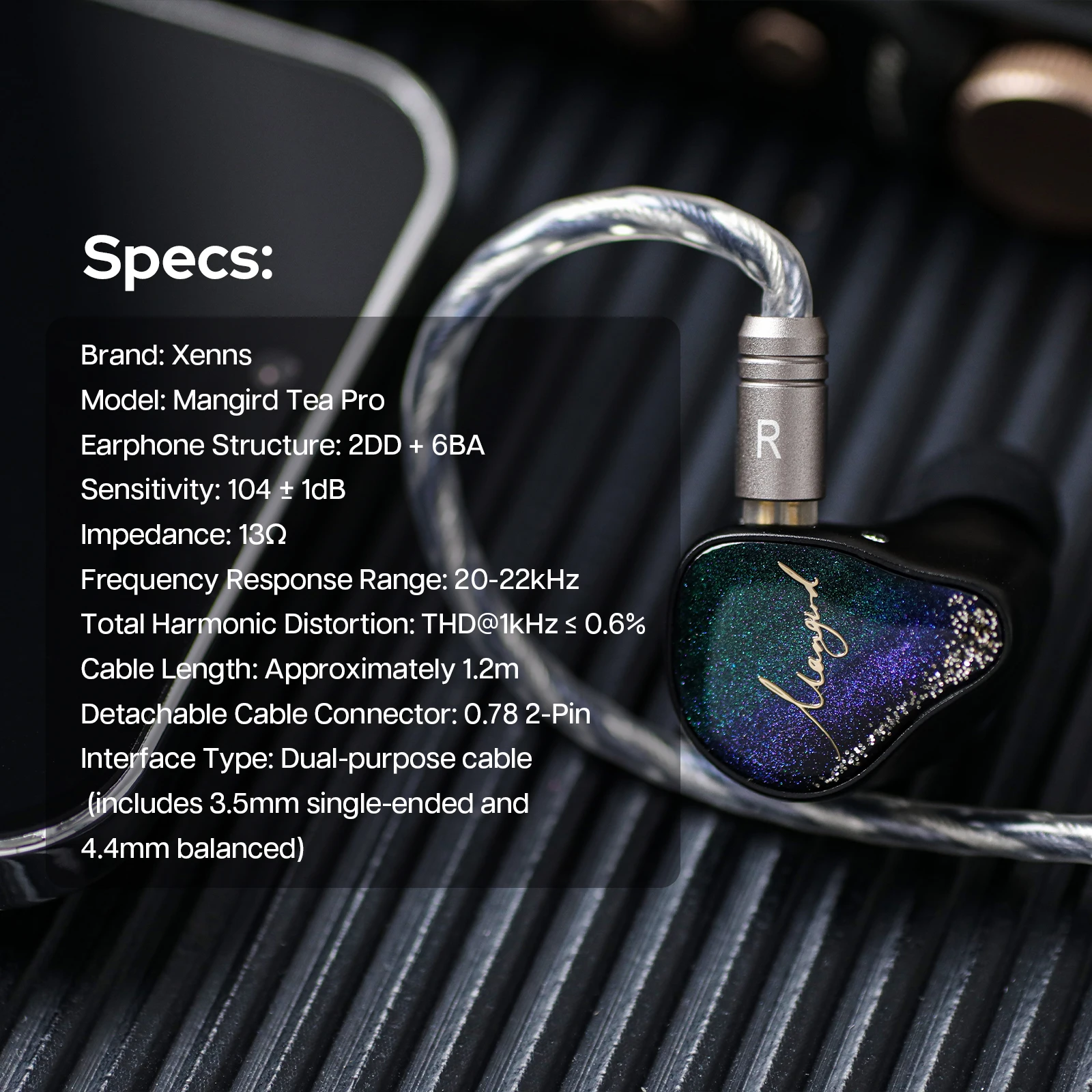 Pre-order Xenns Mangird Tea Pro 2024 Updated 6BA + 2DD Hybrid Higher Performance IEM Hifi Headphones with Xenns Custom Cable