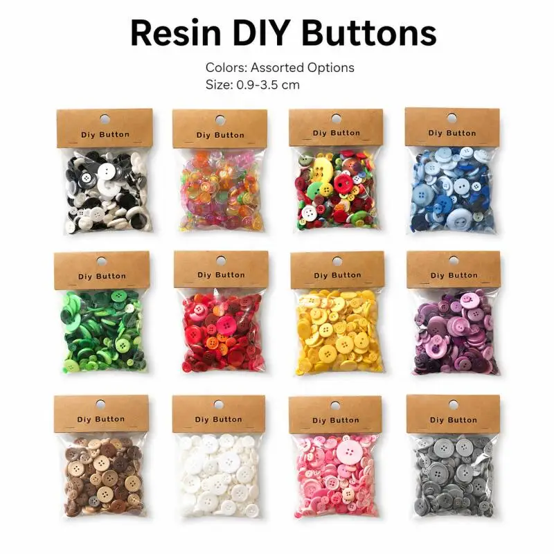 1/2/3er-Pack Bunte Gemischte Harz-Knöpfe Rundform Haushalt Handgemachtes DIY Nähzubehör Kleidung Accessoires Material Taschen – Detail 3