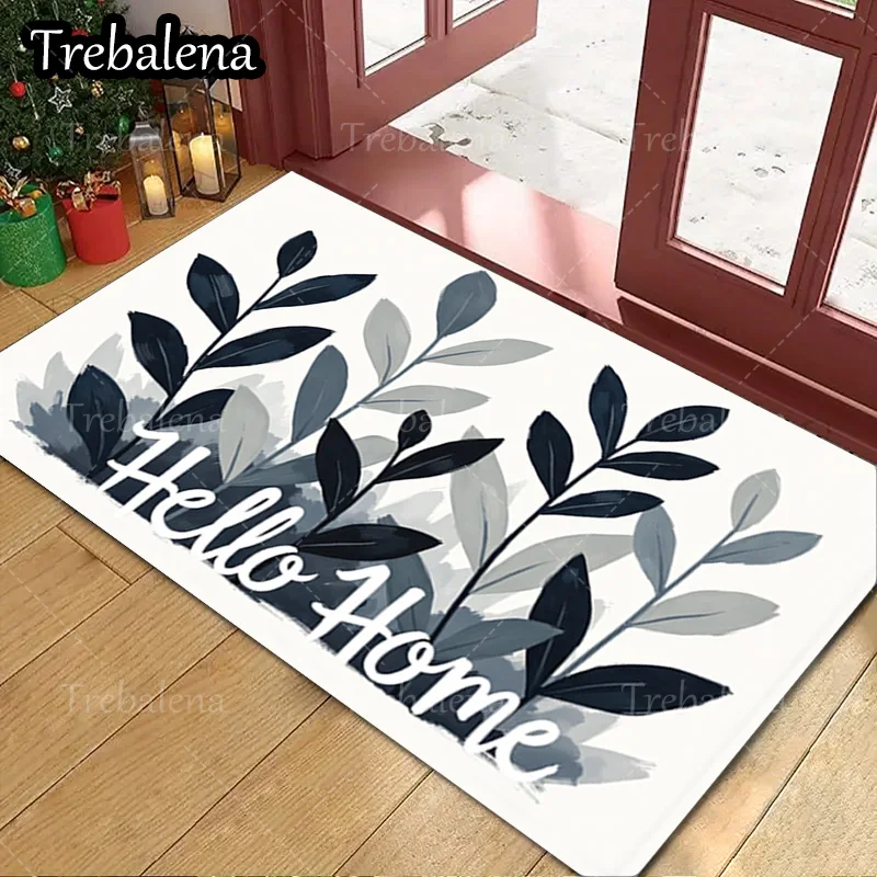 

1pc Welcome Door Mat Welcome Home Leaf Print Doormat Soft Absorbent Non Slip Floor Mat
