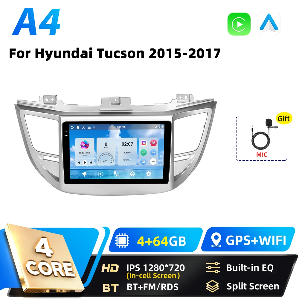 Podofo Qualcomm 8Core CarPlay Android Auto Auto Intelligente Systemen Voor Hyundai Tucson 2015-2017 GPS DSP FM RDS 2din Autoradio