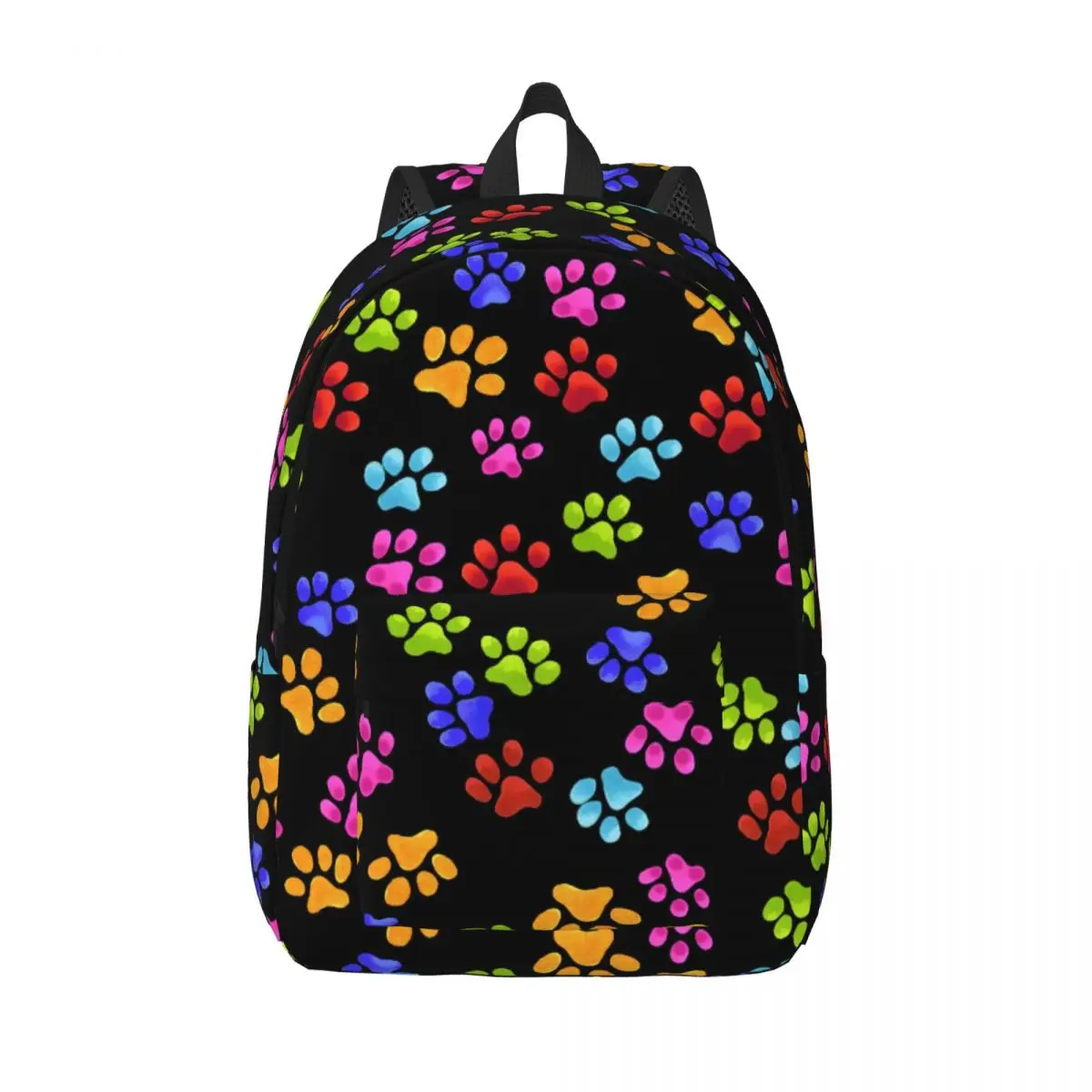 Paw Rainbow Backpack Middle High College School Student Dog Cat Bookbag Men Women Canvas Daypack Outdoor
