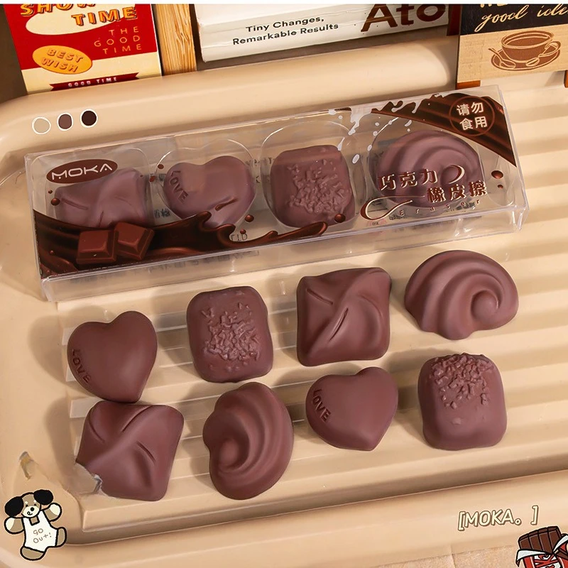 Caramel Chocolate Toast Bread Biscuit Eraser Simulated Food Shape Fun Creative Student Eraser Office School Supplies