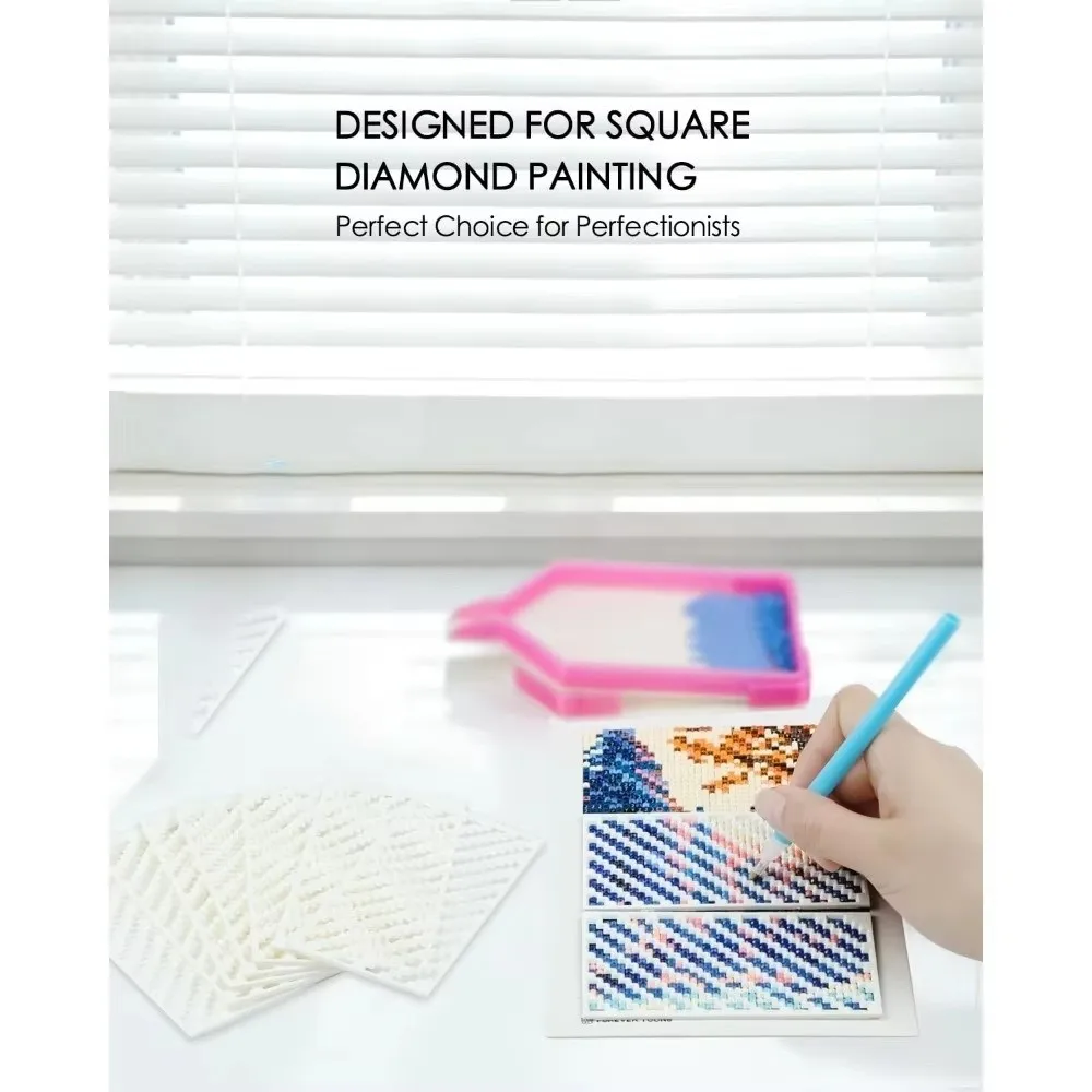 1/9Pcs Assist Aligning DIY Diamond Painting Ruler Square Zigzag Diamond Painting Mesh Ruler Cross Stitch Tools Level Ruler