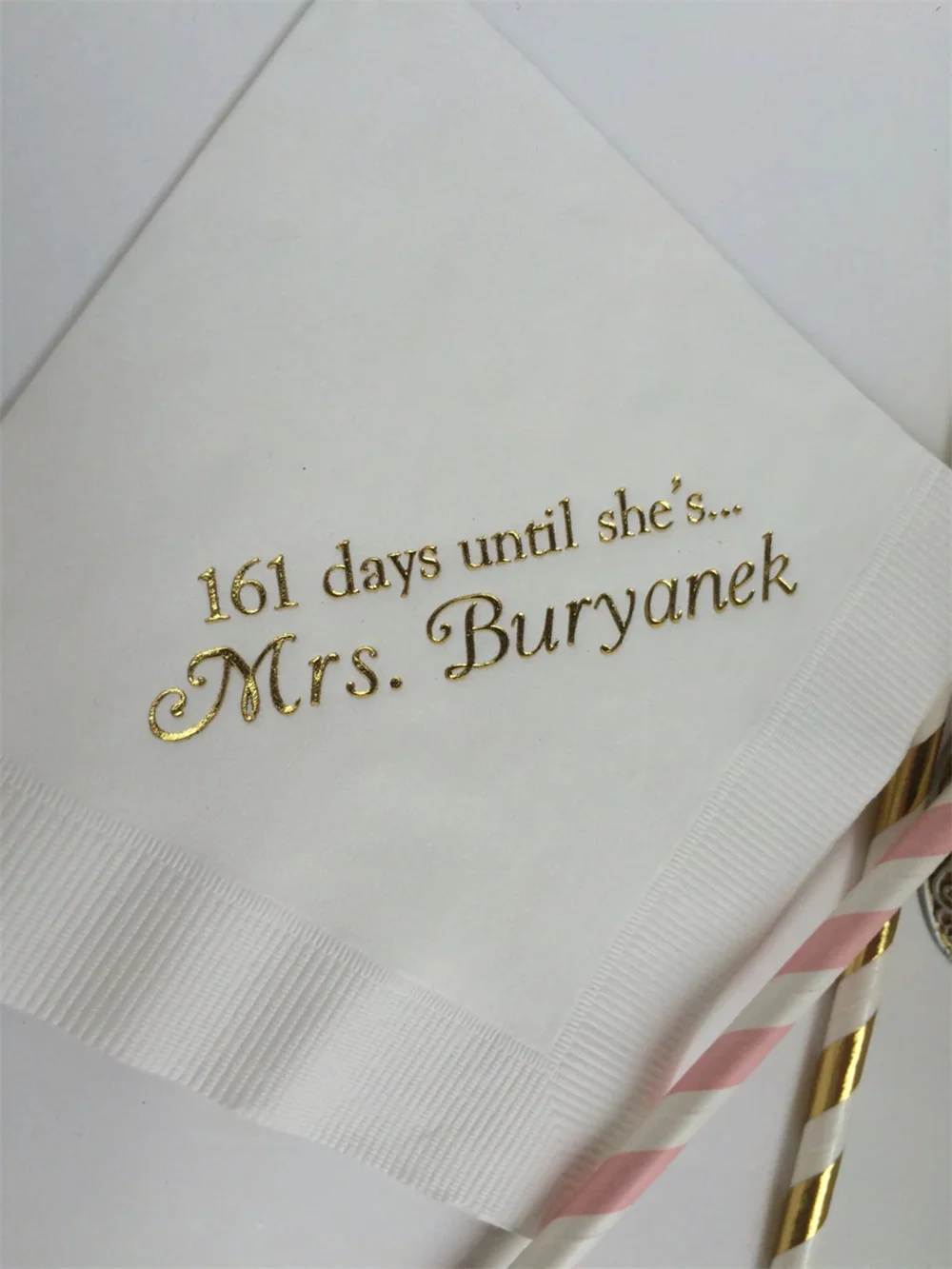 

50PCS 50 Personalized Napkins Personalized Napkins Bridal Shower Foil Imprinting Personalized Beverage Luncheon Dinner Guest Tow