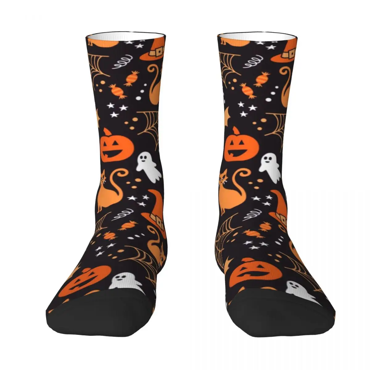 Spooky Halloween Socks Skull And Pumpkins Novelty Stockings Women Men Medium Soft Climbing Socks Autumn Design Non Skid Socks