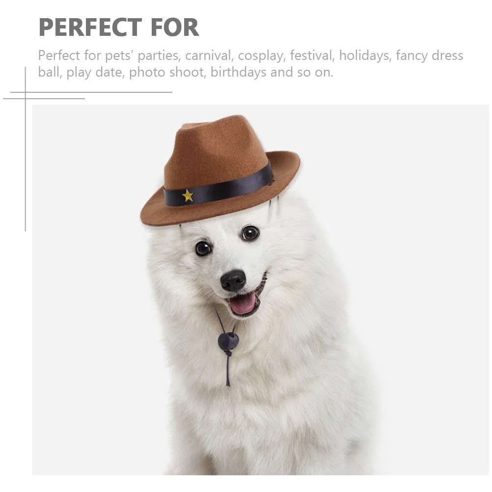 

Pet Cowboy Star Design Adjustable Polyester For Dogs Cats Cool Decorative Dog Hat Puppy Accessory Wear-Resistant Pet Hat