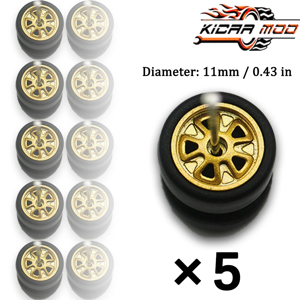 1/64 Modellräder Gummi-Slick-Reifen ABS-Räder für Tomica Mainline Diecast Modellauto Umbauteile - Durchmesser 11mm (5er-Set) – Detail 6